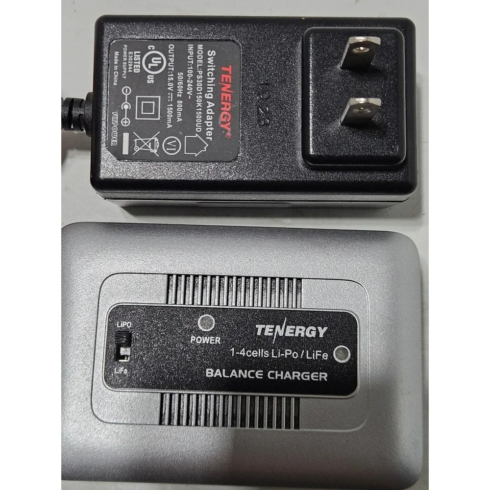 Tenergy 1-4 Cells Li-Po/LiFe Balance Charger 01267 Silver AC Adapter Tenergy